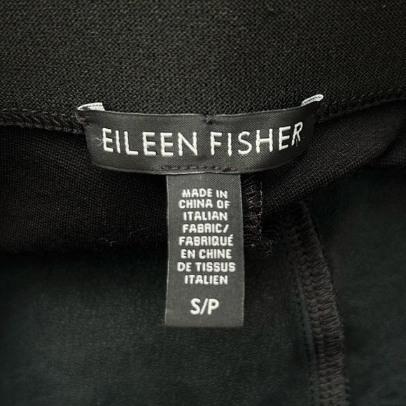 Eileen Fisher Black Lamb Leather Panel Leggings / Pants Viscose Ponte Size Small - Picture 12 of 12